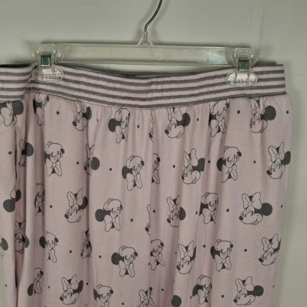 Disney Pajama Outfit Pink Gray XL Minnie Mouse Top & Jogger Pants Stretch‎ - Picture 7 of 13